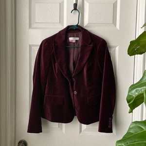 New York & Company Velvet Burgundy Blazer